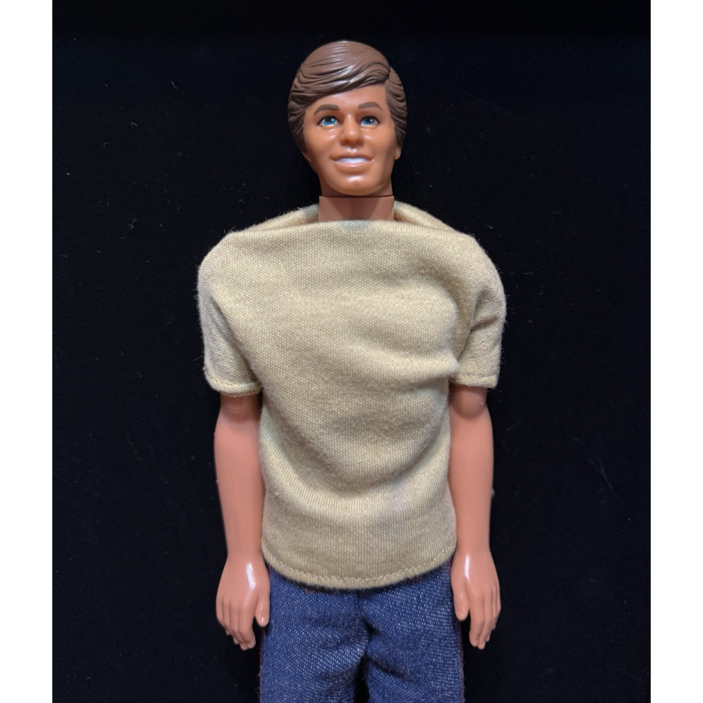 1970s Ken Doll Mattel 1968 Hong Kong Stamp Tan Skin Brown Hair Homemade Clothes